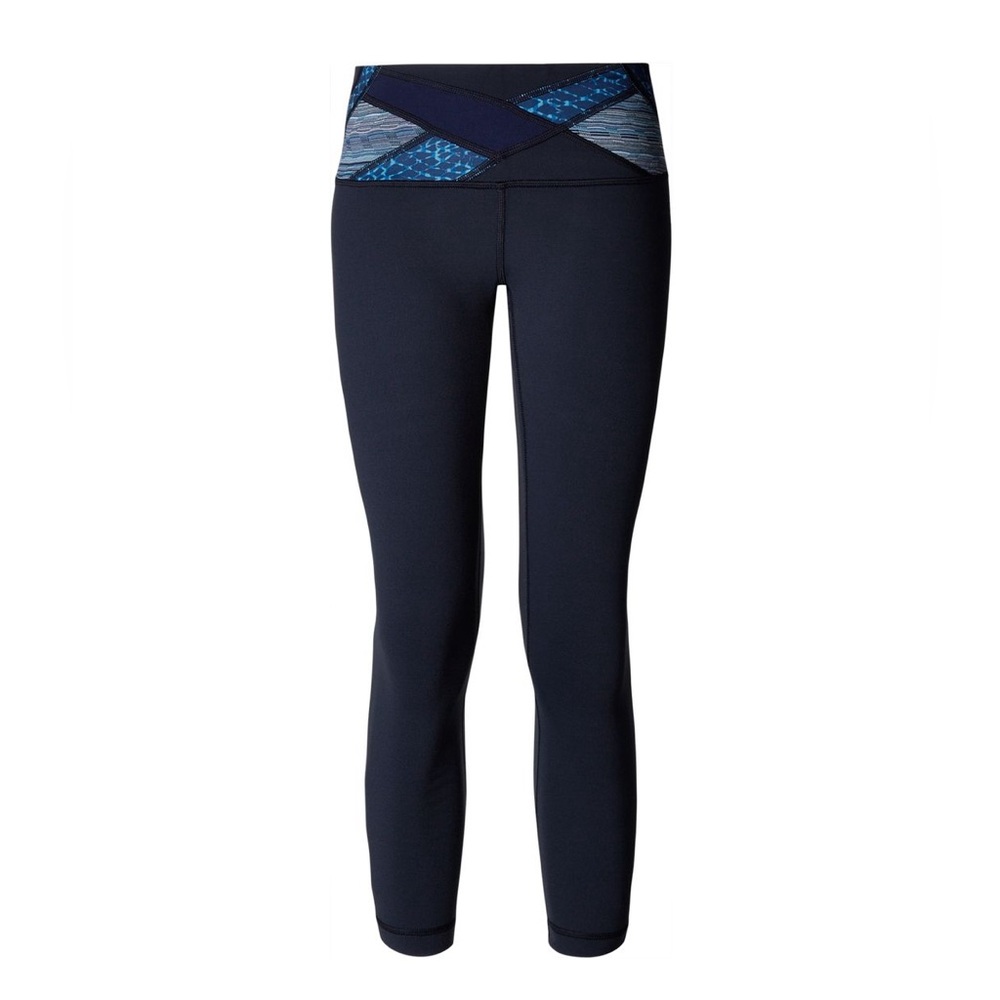 Lululemon Wunder Under Crop Inkwell Hero Blue Samba Snake Kayak Blue Hero Blue